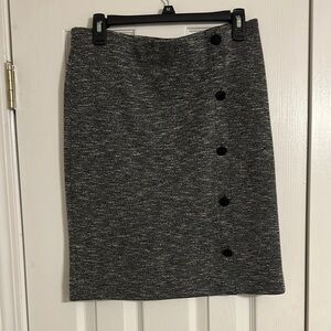 Loft Elegant Gray Skirt with Button Detail